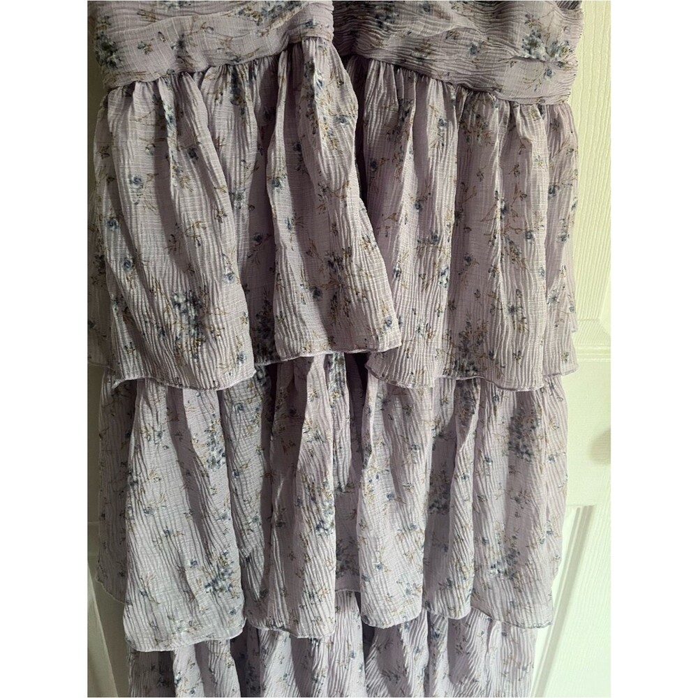 ASTR the Label Maxi Dress Emporia Lavender Floral Chiffon Wedding Guest size L - Picture 6 of 12